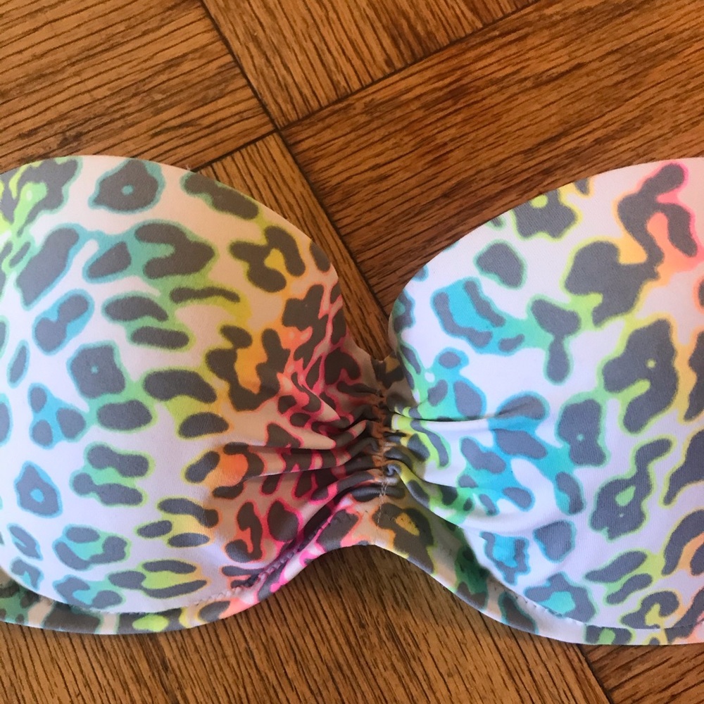 Strapless neon bathing suit top